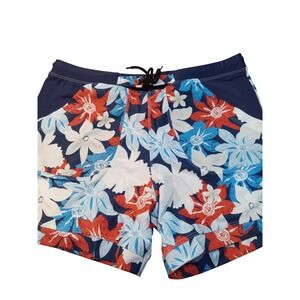 COOFANDY Men Floral Swim Trunks Board Shorts Navy Blue Red White Size XXL